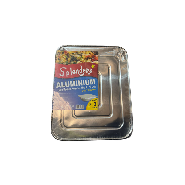 (FDR22) 15 X 2 ALUMINIUM DEEP MEDIUM ROASTING TINS & FOIL LIDS
