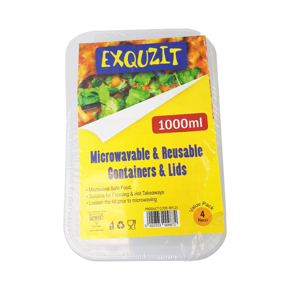 RPC23 1000ml MICROWAVEABLE CONTAINER + LIDS (RECT)
