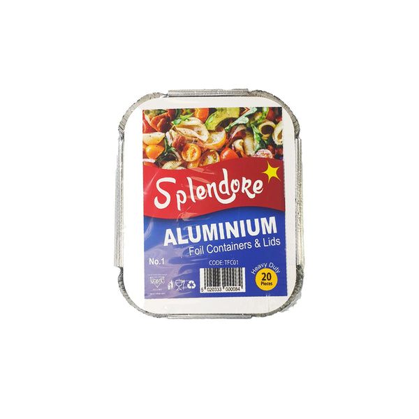 SPLENDORE ALUMINIUM FOIL CONTAINERS + LIDS NO.1 (TFC01)PACK OF 20