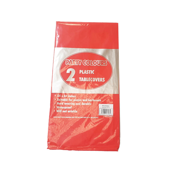 PARTY COLOURS 2 PLASTIC TABLECOVER (RED)